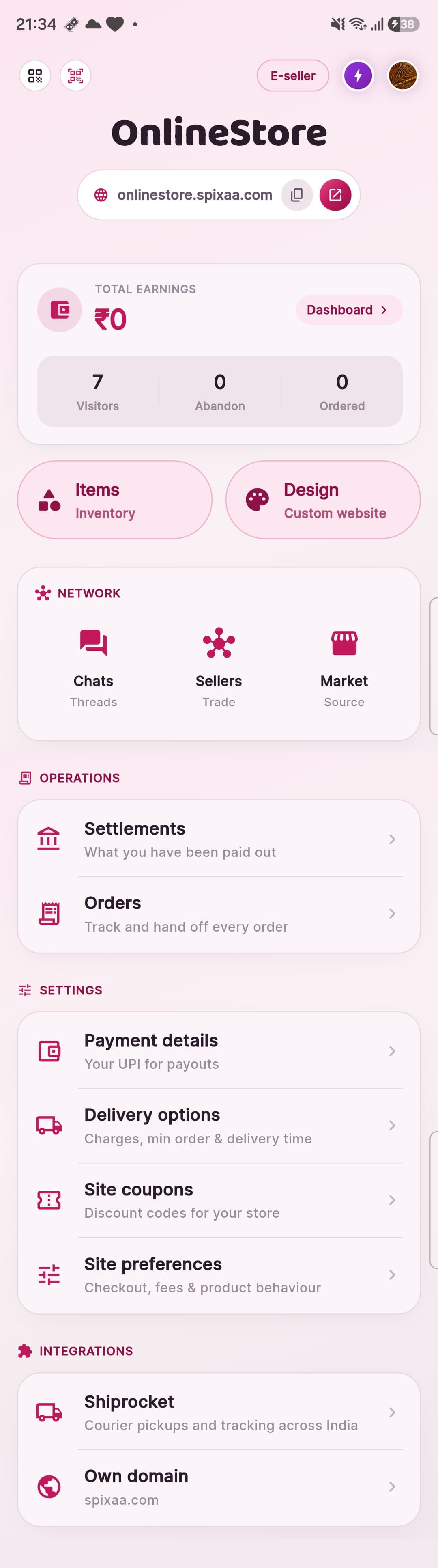 The SPIXAA seller app